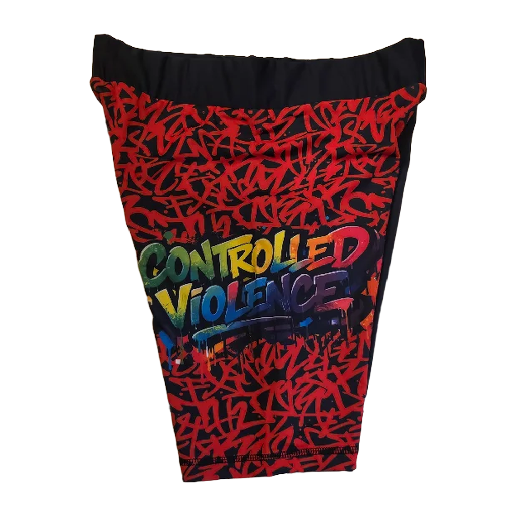 Red Graffiti- Controlled Violence Compression Shorts