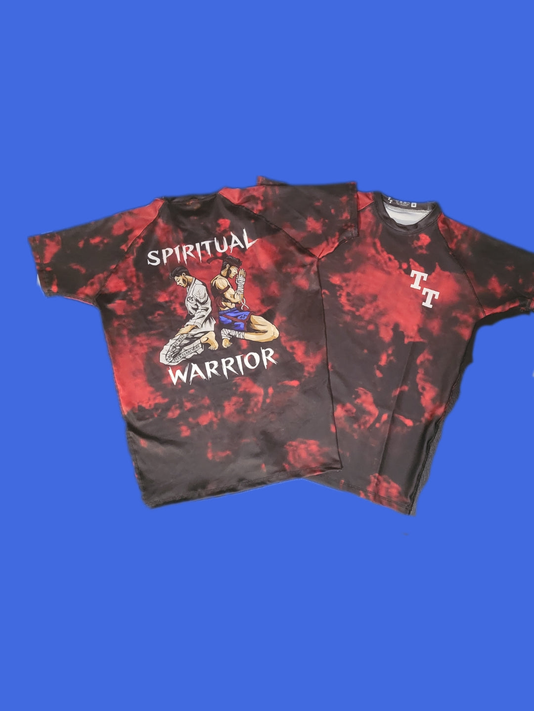 Red Tie Dye Rashguard with Male Spiritual Warrior