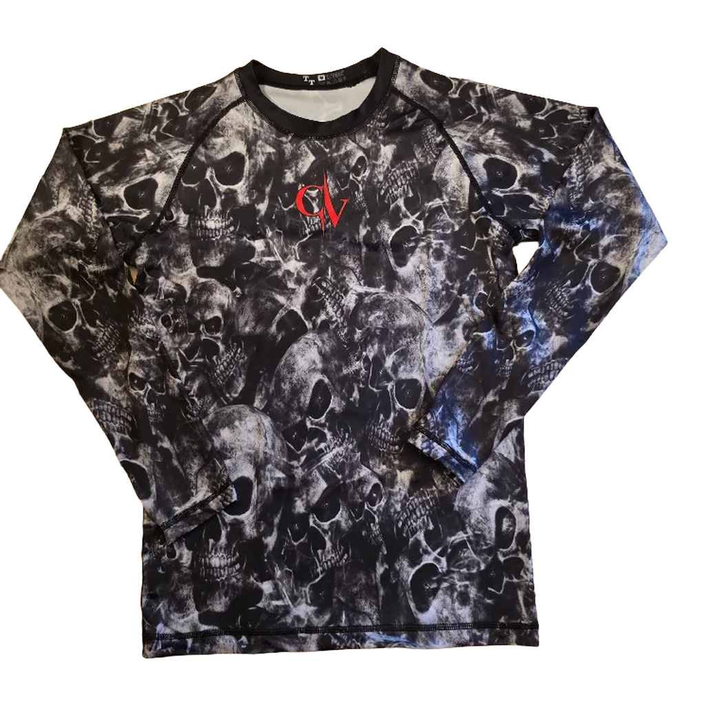 Skull Pattern with Red Controlled Violence- RASHGUARD