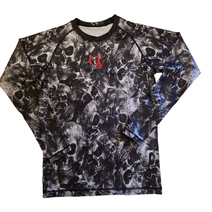 Skull Pattern with Red Controlled Violence- RASHGUARD