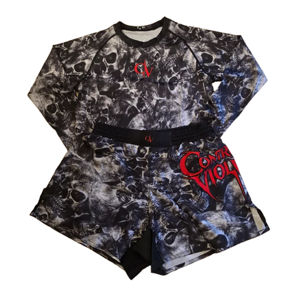 Skull Pattern with Red Controlled Violence- RASHGUARD