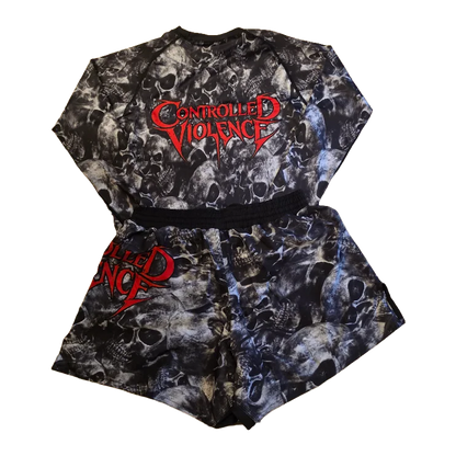 Skull Pattern with Red Controlled Violence- RASHGUARD