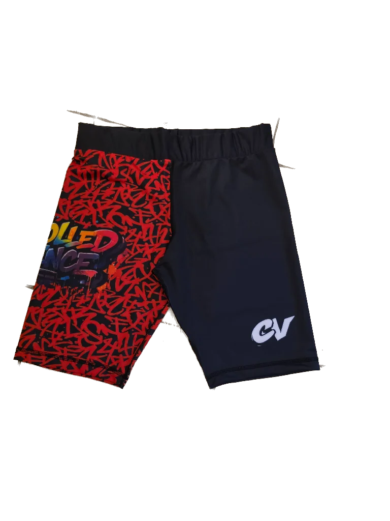 Red Graffiti- Controlled Violence Compression Shorts