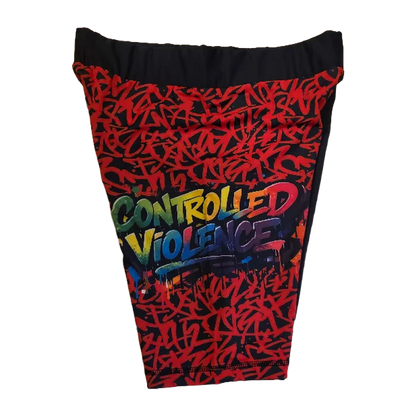 Red Graffiti- Controlled Violence Compression Shorts