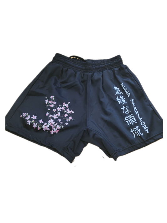 MMA Shorts with Cherry Blossoms and Japanese TT