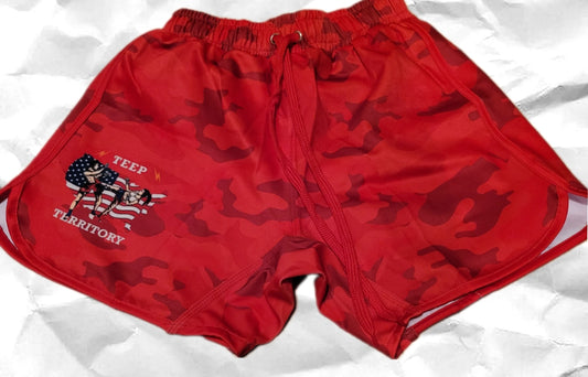 Female Red Camo MMA Shorts