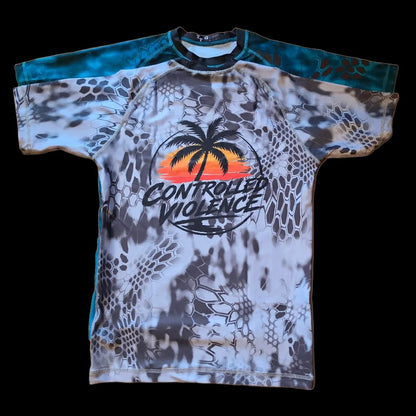 Tropical Theme with Palm Tree- Controlled Violence Rashguard