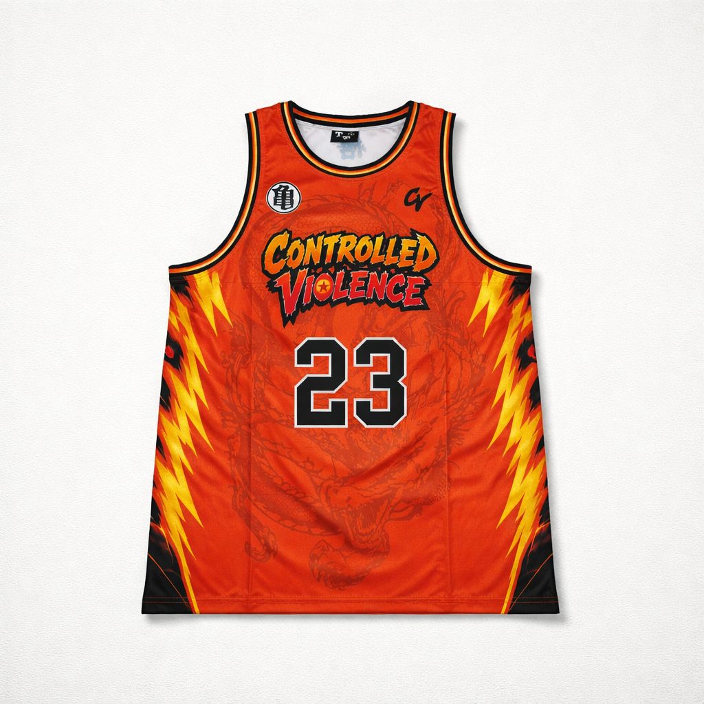 ANIME JERSEYS- DBZ Orange Controlled Violence- PREORDER 2
