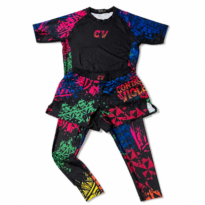 Bright Color Theme with Palm Tree- Controlled Violence Rashguard